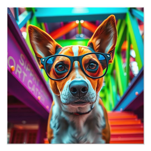 Cool Dog with Sunglasses Photo Print (Front)