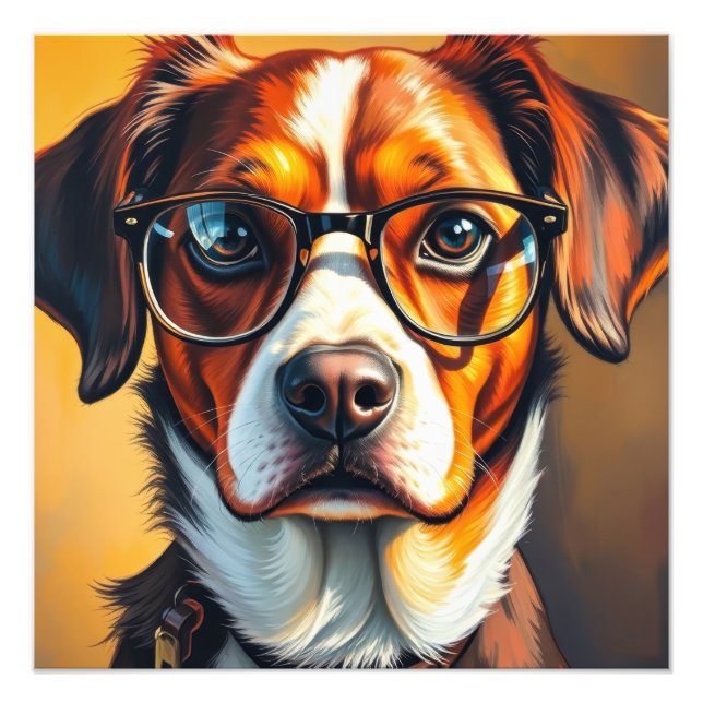 Cool Dog with Sunglasses Photo Print (Front)