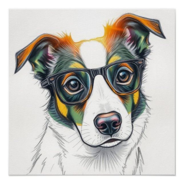 Cool Dog with Sunglasses Poster (Front)