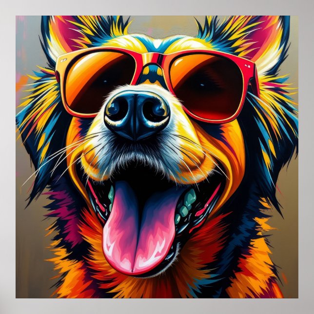 Cool Dog with Sunglasses Poster (Front)