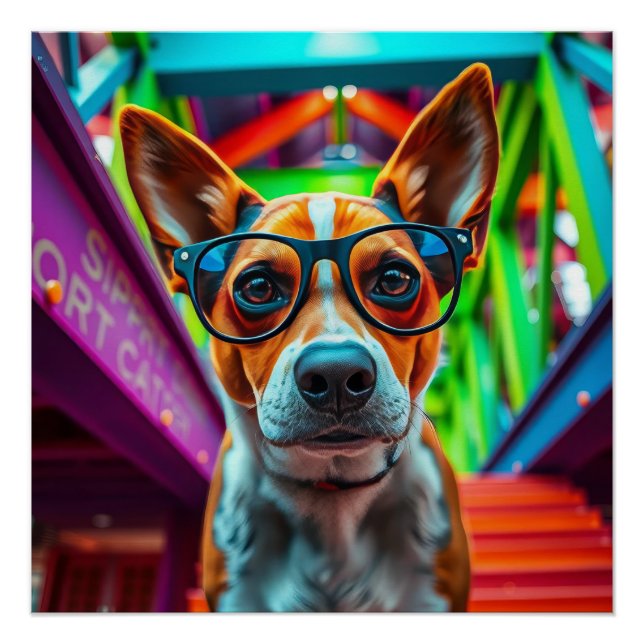 Cool Dog with Sunglasses Poster (Front)