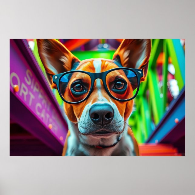 Cool Dog with Sunglasses Poster (Front)