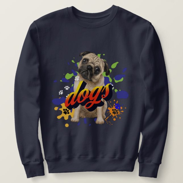 Cool dogs art dark grey for him sweatshirt (Design Front)