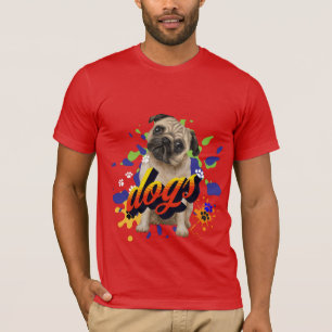 Cool dogs art painting for him summer red T-Shirt
