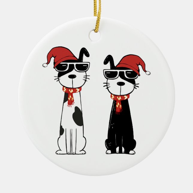 Cool Dogs Ceramic Tree Decoration (Front)