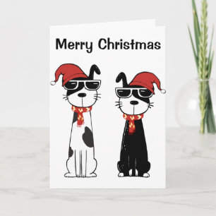 Cool Dogs Merry Christmas Holiday Card