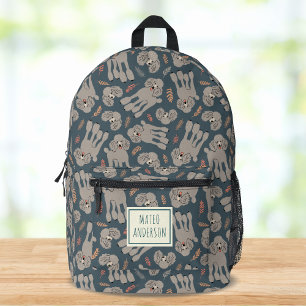 Cool Dogs with Plants Personalised Name Green Printed Backpack