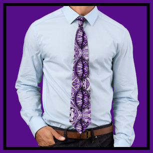 Cool Doodle Art Purple White Black Tie
