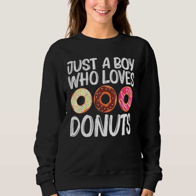 Cool Doughnut Art For Boys Kids Sugar Glazed Choco Sweatshirt (Front)