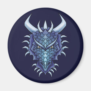 Cool Dragon Art - Purple  Blue Magical Dragon Head Magnet