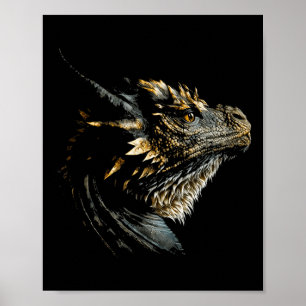 Cool Dragon Head Mythical Dragon Face Breathing Fi Poster