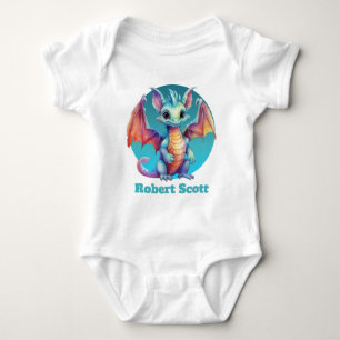 cool dragon unisex add name baby bodysuit