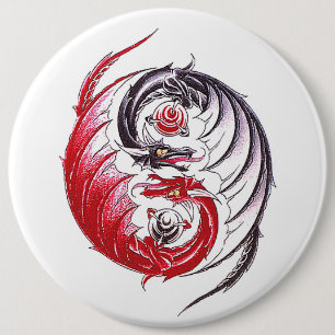 Cool Dragon Yin Yang tattoo 6 Cm Round Badge