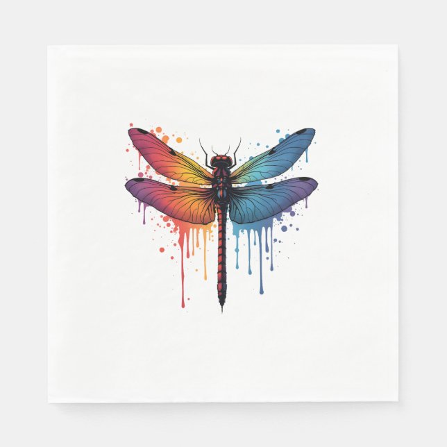 Cool Dragonfly on colourful painted Dragonfly Napkin (Front)