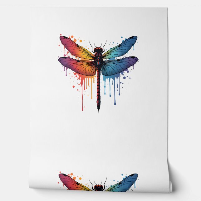 Cool Dragonfly on colourful painted Dragonfly Wallpaper (Unrolling)