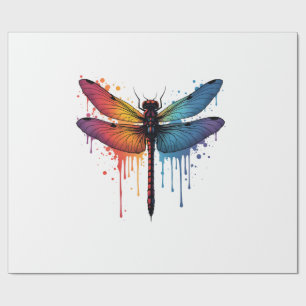 Cool Dragonfly on colourful painted Dragonfly Wrapping Paper