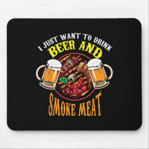 Cool Drink Beer And Smoke Meat Bbq Funny Foodie Lo Mouse Pad