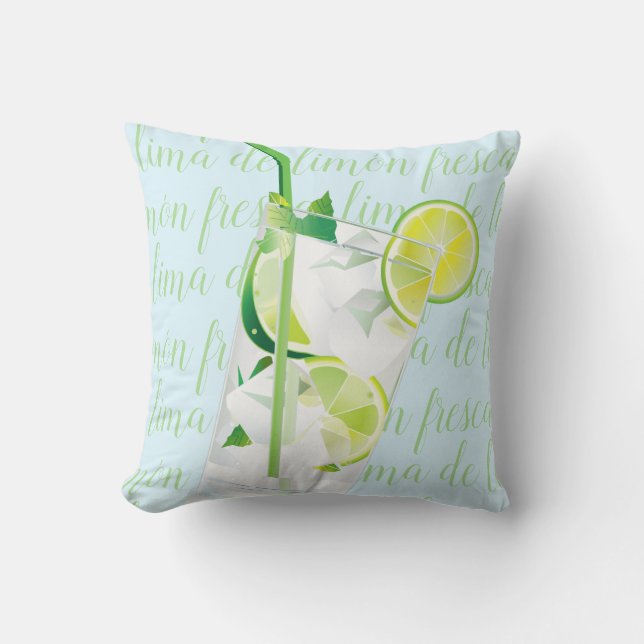 Cool Drink "ima de limón" fresca Custom Script Cushion (Front)