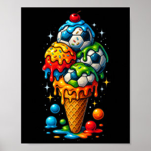 Cool Dripping Soccer Art Sports Illustration Melti Poster