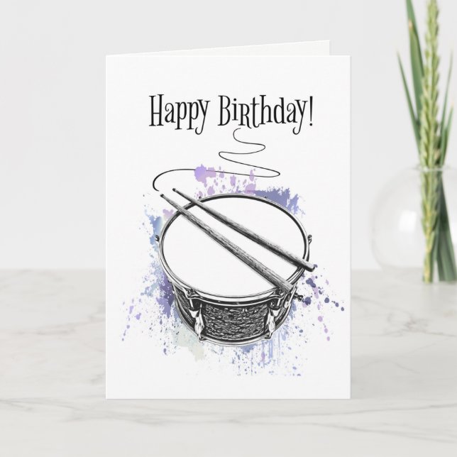Cool Drum Musician Jazz Rock & Roll Birthday Music Card (Front)