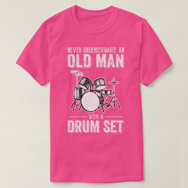 Cool Drummer Art Men Dad Drum Set Player Drum Kit  T-Shirt (Design Front)