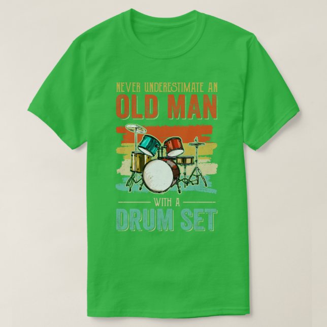 Cool Drummer Dad Art Men Drum Set Player Drum Kit  T-Shirt (Design Front)