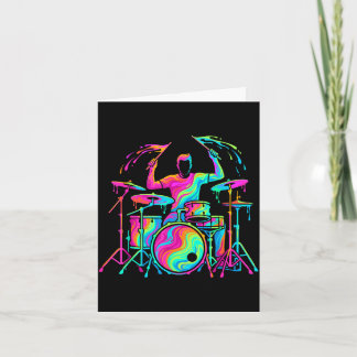 Cool drummer drums player drumming men kids boys card