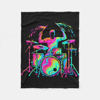 Cool drummer drums player drumming men kids boys fleece blanket