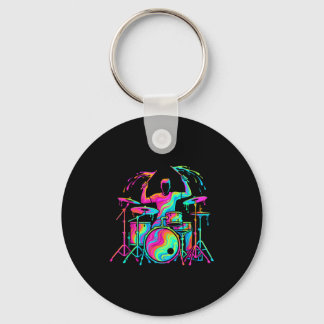 Cool drummer drums player drumming men kids boys key ring