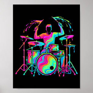Cool drummer drums player drumming men kids boys poster