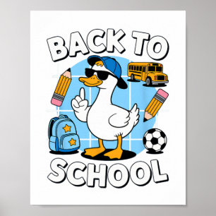 Cool Duck Back To School Shirt Funny Kids First Da Poster
