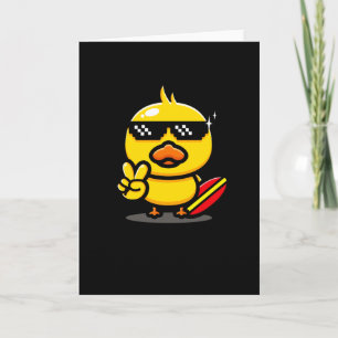 Cool Duck With Surfboard Summer Surfing Vacation Card