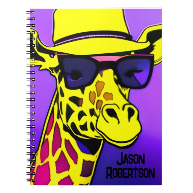 Cool Dude Giraffe in sunglasses. Editable Notebook (Front)