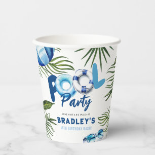 Cool Dude Pool Party Boy Birthday Paper Cups
