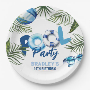 Cool Dude Pool Party Boy Birthday Paper Plate