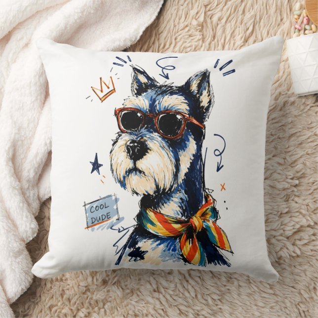 Cool Dude Schnauzer Dog with Sunglasses Cushion (Blanket)