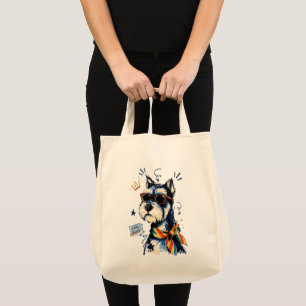 Cool Dude Schnauzer Dog with Sunglasses Tote Bag