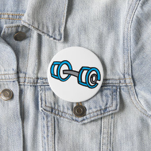 Cool Dumbbell Fitness Blue and Grey Gym Graphic  7.5 Cm Round Badge