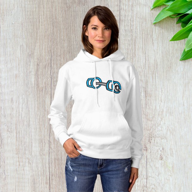 Cool Dumbbell Fitness Blue and Grey Gym Graphic  Hoodie (Creator Uploaded)