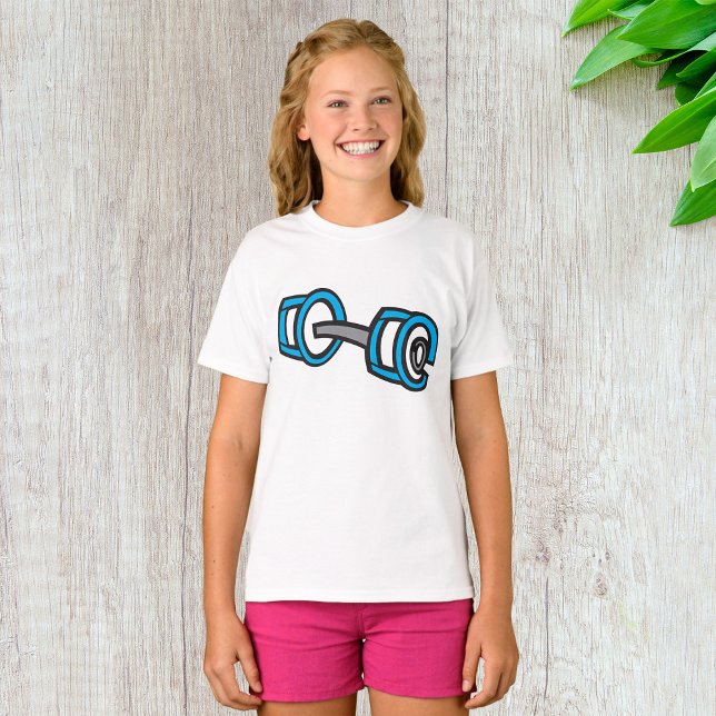 Cool Dumbbell Fitness Blue and Grey Gym Graphic  T-Shirt (Creator Uploaded)