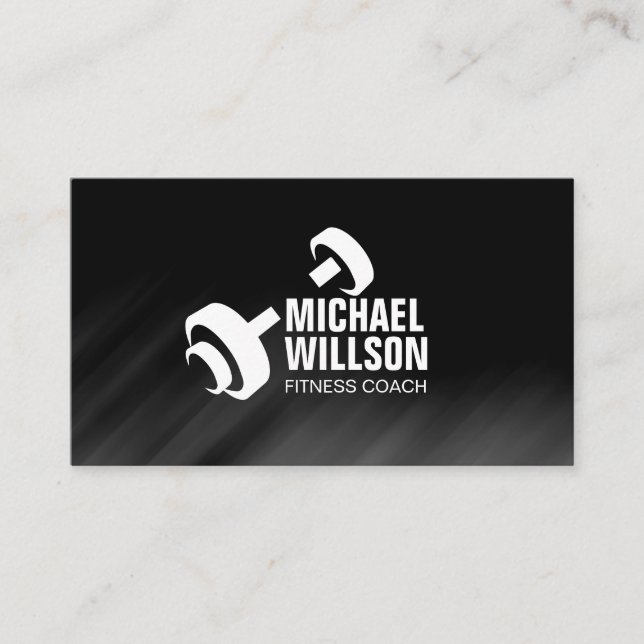 Cool Dumbbell Logo Personal Trainer Business Card (Front)