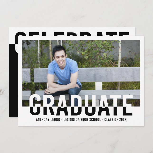 Cool Duotone EDITABLE COLOR Graduation Invitation (Front/Back)