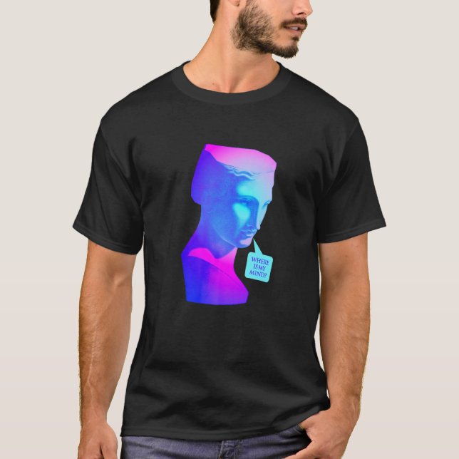 Cool Duotone Effect On Classic Greek Sculpture T-Shirt (Front)