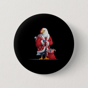 Cool Eagle In Xmas Mood For A Nice Usa Look  6 Cm Round Badge