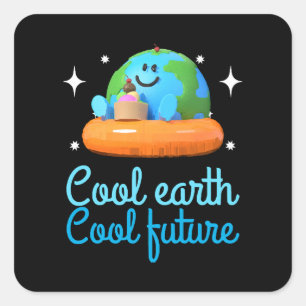 Cool earth, Cool future - Earth Square Sticker