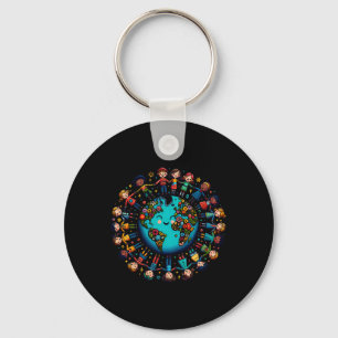 Cool Earth Day Children Fight Climate Change Key Ring