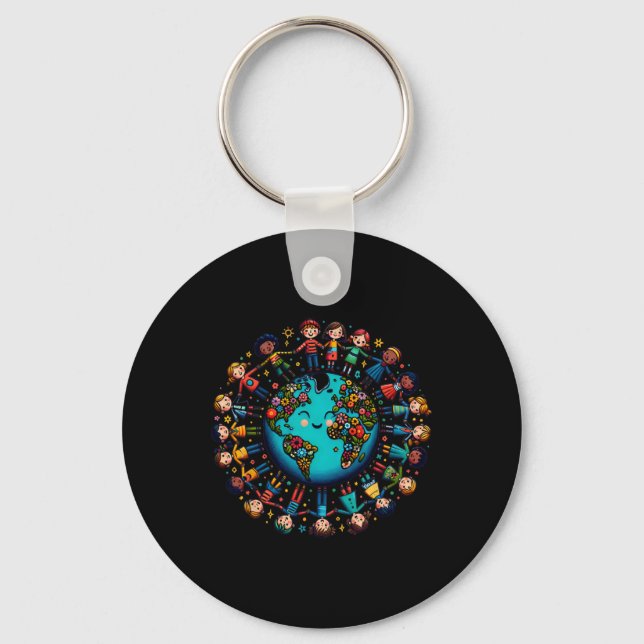 Cool Earth Day Children Fight Climate Change  Key Ring (Front)