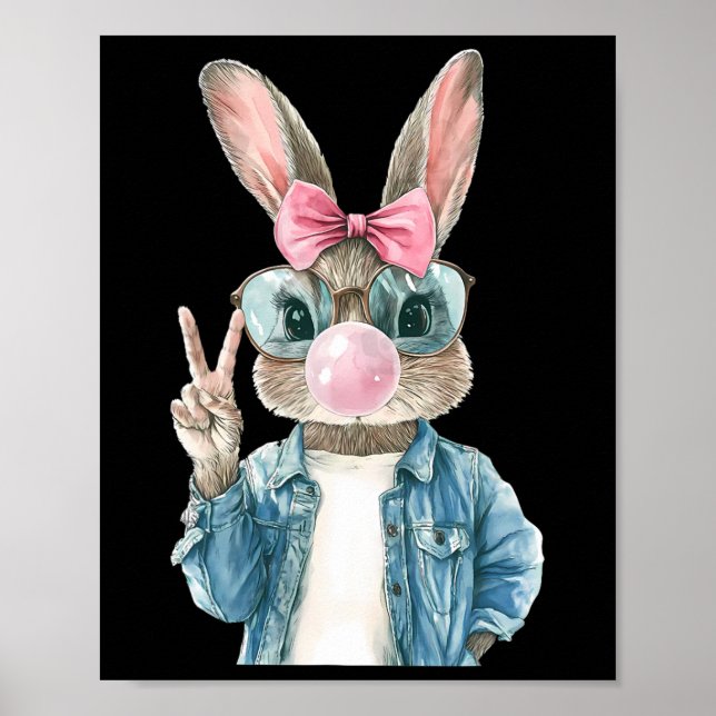 Cool Easter Bunny Blow Bubble Gum Rabbit Egg Hunt  Poster (Front)