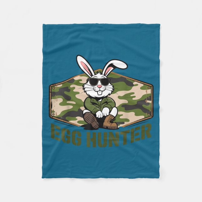 Cool easter bunny egg hunter camo military funny fleece blanket (Front)
