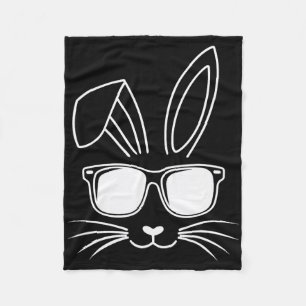 Cool Easter Bunny Face With Sungles  Fleece Blanket